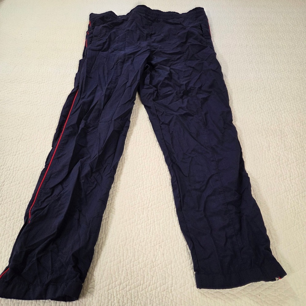 LizSport Vintage 90s Navy Blue Nylon Track Pants Red Stripe Mens Medium